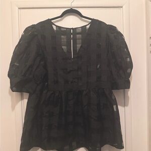 ASOS Black Puff Sleeve Babydoll Blouse